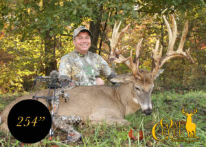 this photo is of a 254" whitetail buck harvested at Oak Creek with a bow. 